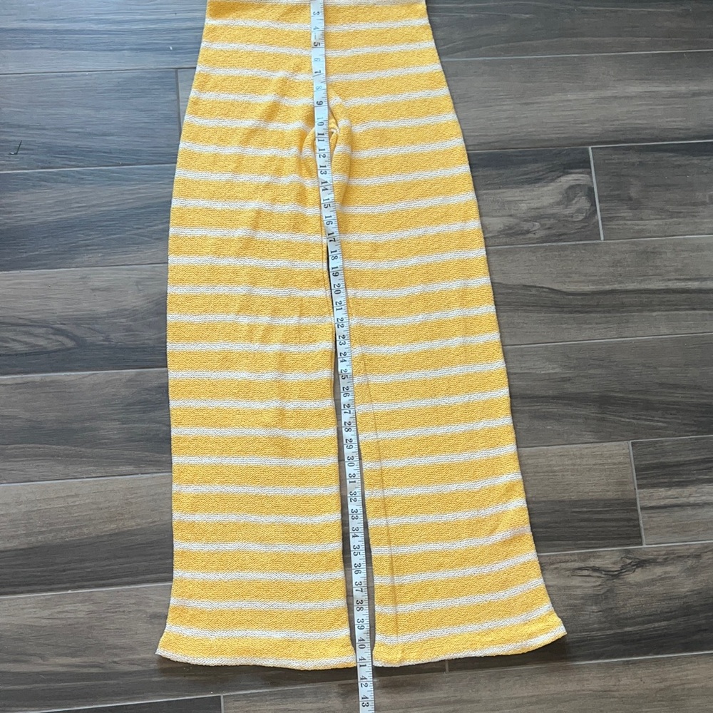 Zara | Knit Pant High Waisted Flare Leg Yellow Striped Elastic Waistband Small - Picture 10 of 12